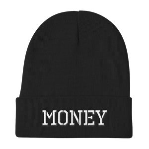 MONEY-EMBROIDERED KNIT BEANIE