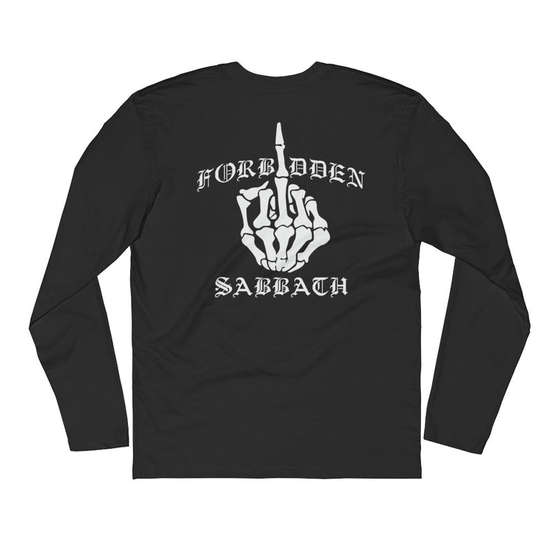 Middle Finger-Front and back-Long Sleeve Fitted Crew