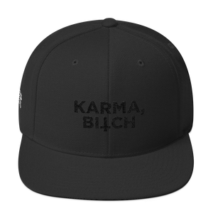 KARMA BITCH-BLACK ON BLACK- WOOL BLEND SNAPBACK