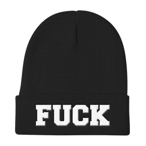 FUCK-EMBROIDERED KNIT BEANIE