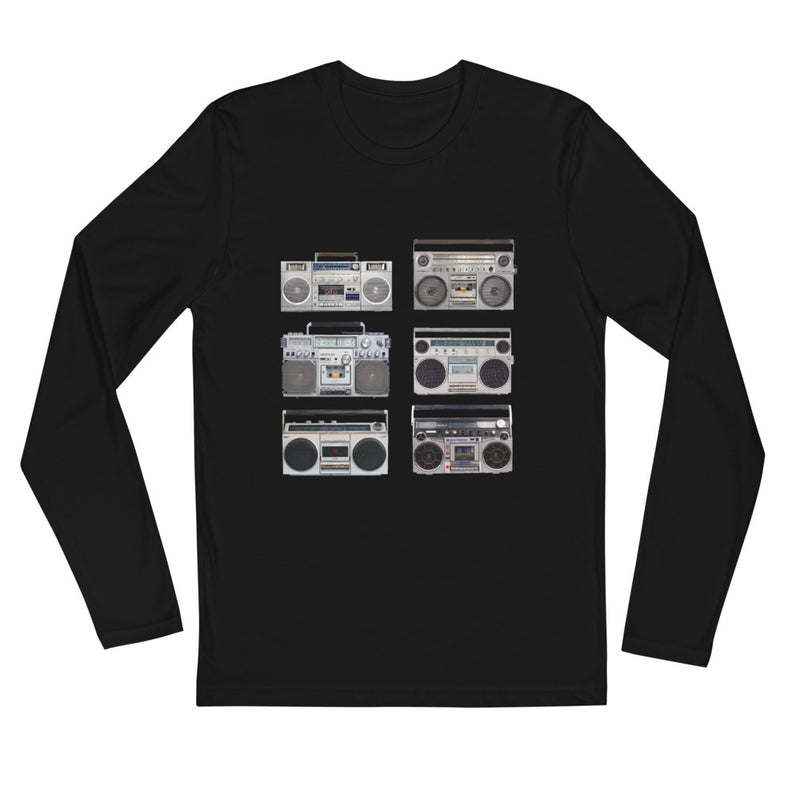 BOOM BOX, Long Sleeve Fitted Crew