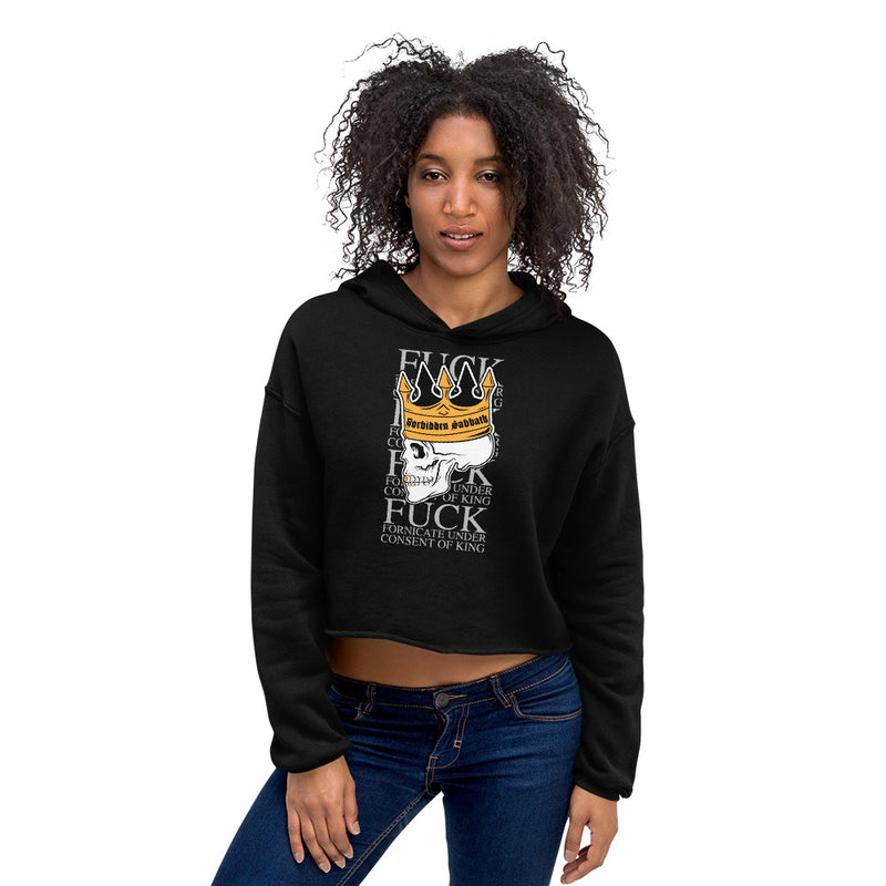 Fornicate Under Consent of King-Gold-WOMEN'S CROPPED HODDIE