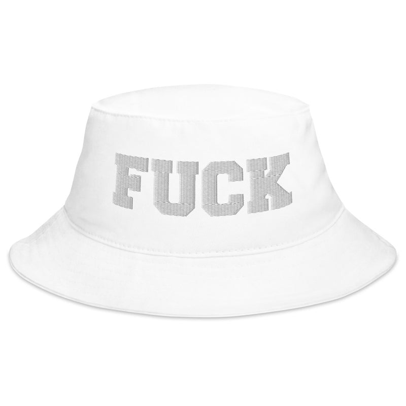 FUCK-WHITE ON WHITE-BUCKET HAT