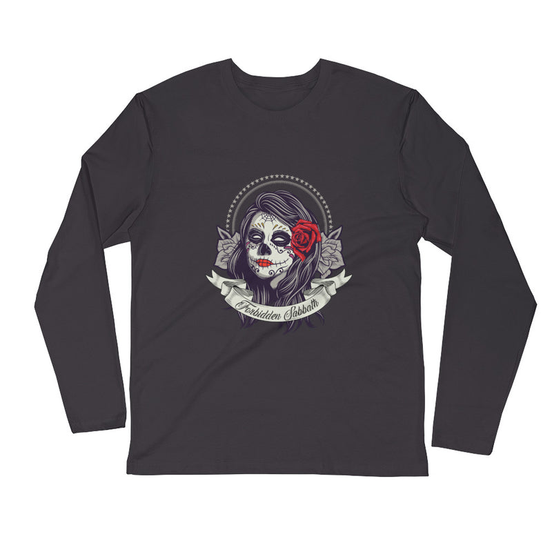 Day of The Dead Dark Rose-Long Sleeve Fitted Crew
