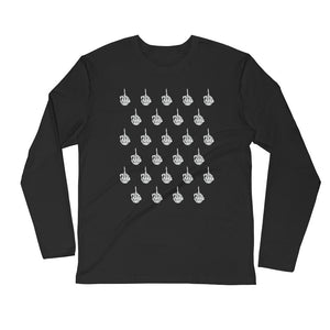 Middle Finger-Front and back-Long Sleeve Fitted Crew