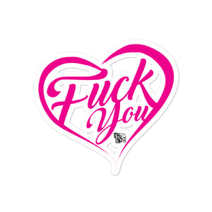 FUCK YOU HEART-PINK-BUBBLE FREE STICKERS