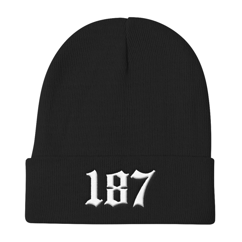 187-EMBROIDERED Knit Beanie