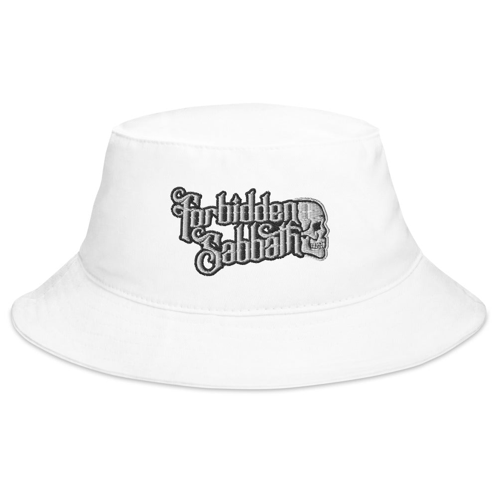 FORBIDDEN SABBATH LOGO-WHITE ON WHITE-BUCKET HAT