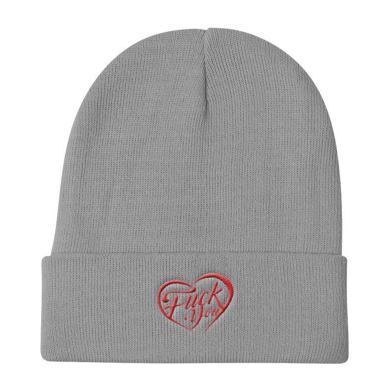 FUCK YOU HEART-EMBROIDERED KNITE BEANIE